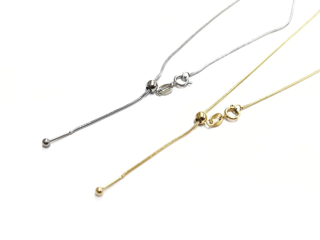 18" Stainless Steel Necklace, 1mm snake chain, with stopper | 18“ 不鏽鋼項鏈 1mm 蛇鏈, 可調節