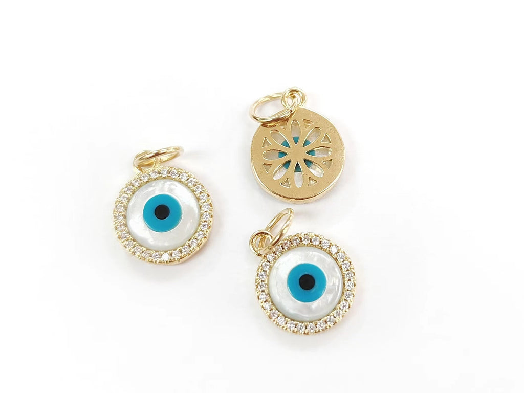Charm, Evil eye, Cubic Zirconia & MOP | 鋯石&貝殼吊墜, 惡魔之眼, 方晶鋯石