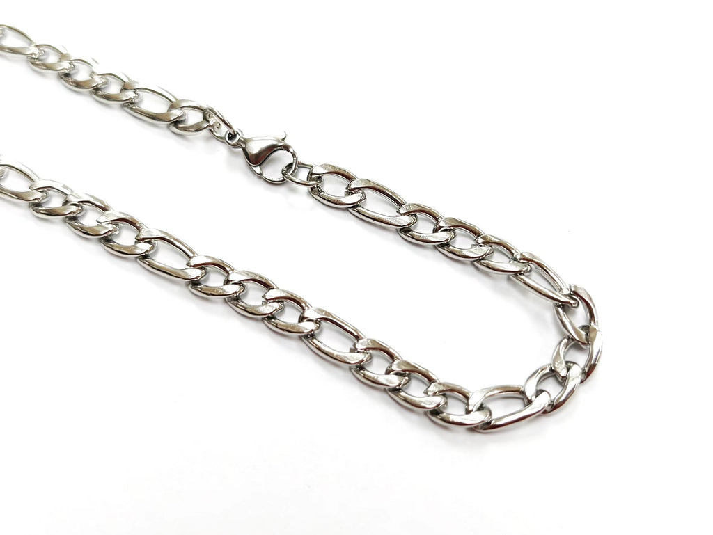 Stainless Steel Necklace, 7mm Figaro chain, Mother-Son Curb Chain | 不鏽鋼項鏈 7mm費加羅扁鏈