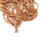 Glass beads, 2x3mm faceted rondelle, Yellow with orange color plated | 玻璃珠, 2x3mm, 切面扁珠, 鍍面橙黃色