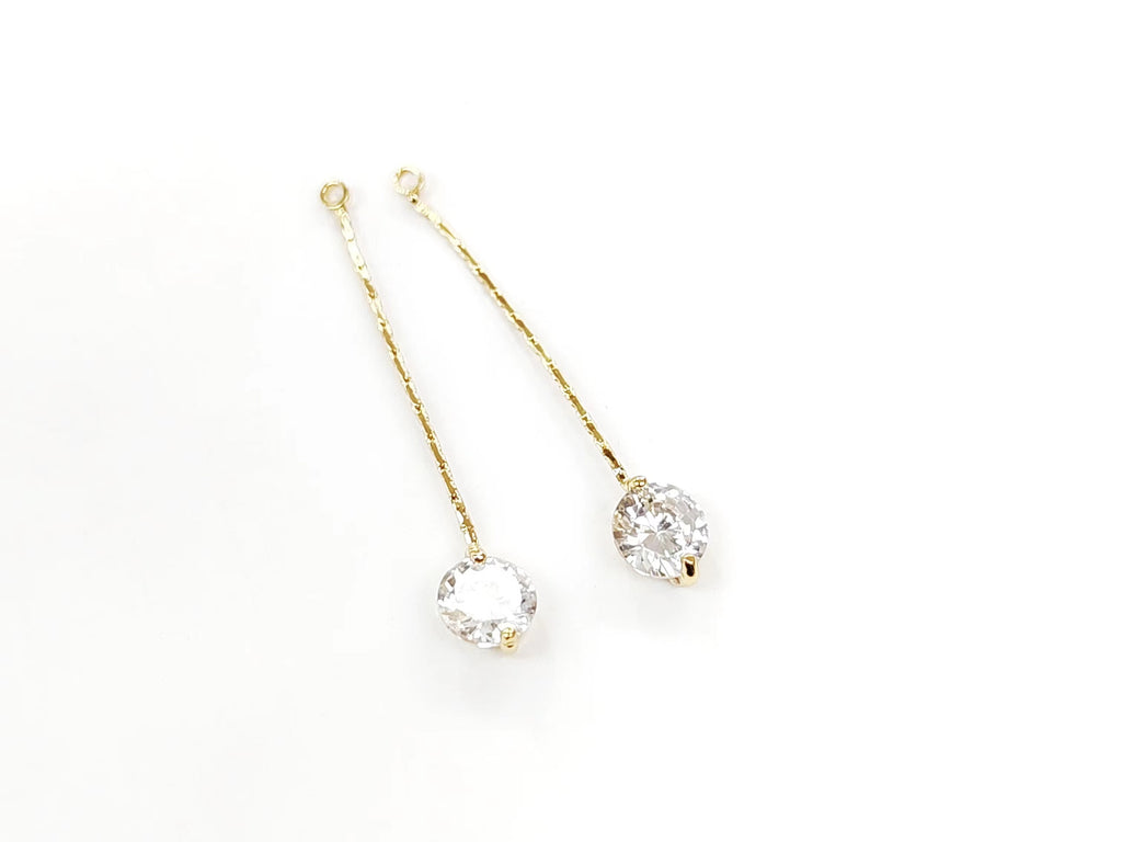 Charm, Brass, Cubic Zirconia, 6mm | 吊飾, 6mm 鋯石銅吊飾