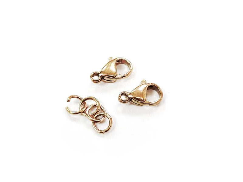 鏈扣套裝, 7x11mm, 不鏽鋼, 玫瑰金色