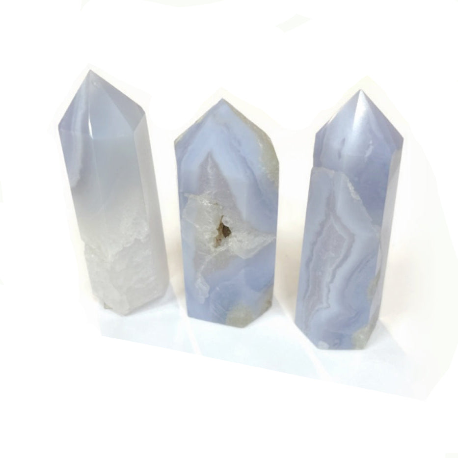 Polished Quartz Crystal Points, Blue Lace Agate 水晶柱, 藍紋瑪瑙