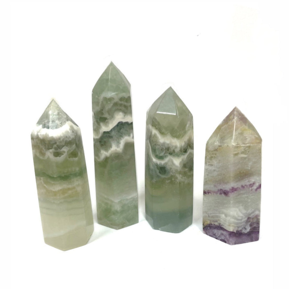 Polished Quartz Crystal Points, Fluorite 水晶柱, 螢石