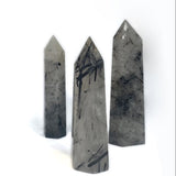 Polished Quartz Crystal Points, Black Rutilated Quartz 水晶柱, 黑髮晶
