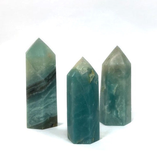 Polished Quartz Crystal Points, Caribbean Calcite 水晶柱, 加勒比藍方解石