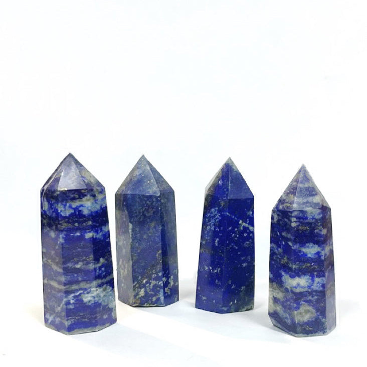 Polished Quartz Crystal Points, Lapis Lazuli 水晶柱, 青金石