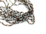 Glass beads 3x4mm faceted rondelle, White x Half Plated bronze color | 玻璃珠, 3x4mm, 切面扁珠, 白色X半鍍古銅色