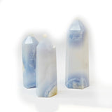 Polished Quartz Crystal Points, Blue Lace Agate 水晶柱, 藍紋瑪瑙