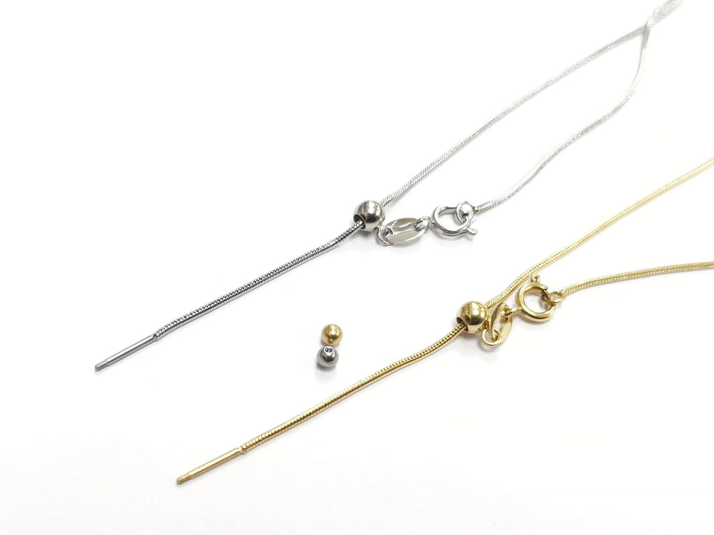 18" Stainless Steel Necklace, 1mm snake chain, with stopper | 18“ 不鏽鋼項鏈 1mm 蛇鏈, 可調節