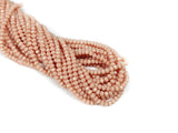 Glass beads, 3x3.5mm faceted rondelle, Solid Peach | 玻璃珠, 3x3.5mm, 切面扁珠, 實色水蜜桃色