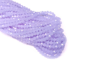玻璃珠, 3x4mm, 切面扁珠, 果凍紫藍色/薰衣草色, , 110粒