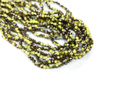Glass beads 3x4mm faceted rondelle, Solid Yellow x Half Plated bronze color | 玻璃珠, 3x4mm, 切面扁珠, 實黃色X半鍍古銅色