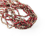 3x4mm faceted rondelle glass beads, Dark red with Bronze color plated | 玻璃珠, 3x4mm, 切面扁珠,  深紅色X半鍍古銅色