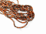 Glass beads 3x4mm faceted rondelle, Solid Orange x Half Plated bronze color | 玻璃珠, 3x4mm, 切面扁珠, 實色橙色X半鍍古銅色