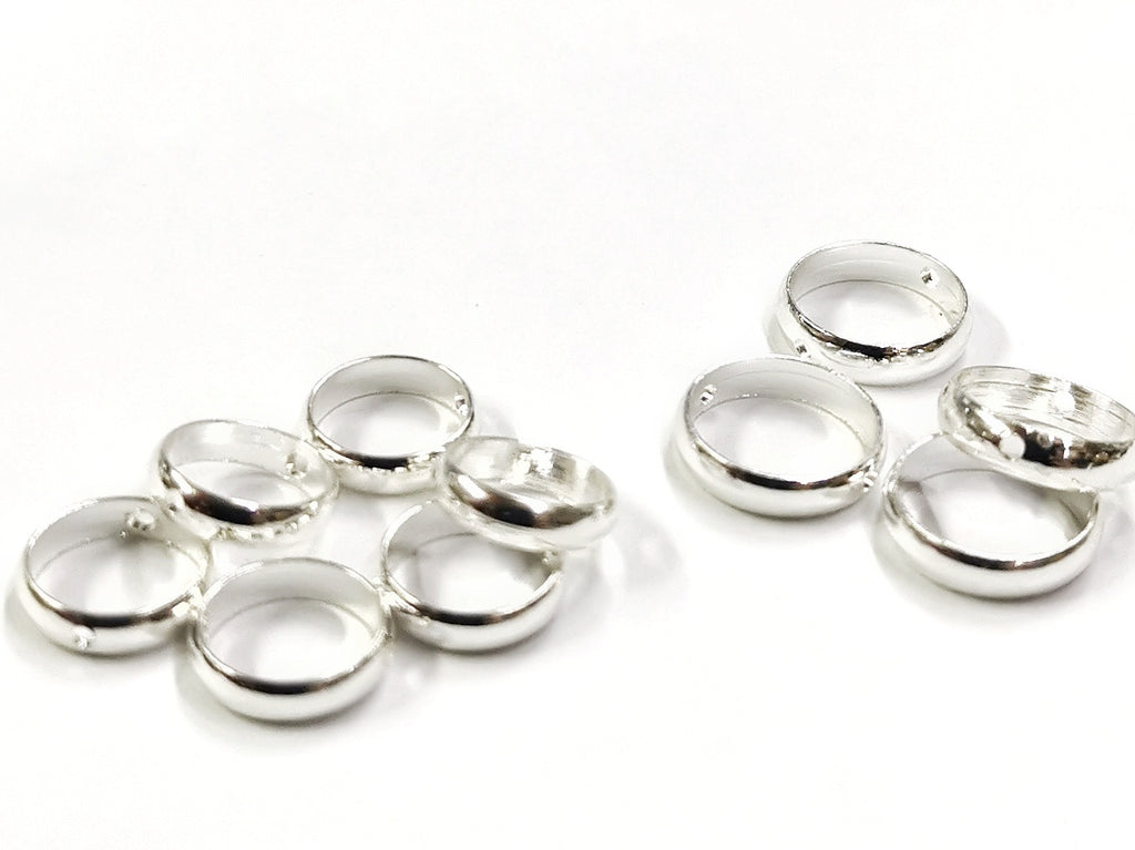 Brass Bead, Round Bead Frame, 8mm/10mm, 6 pcs | 雙孔銅圈, 8mm/10mm, 6個