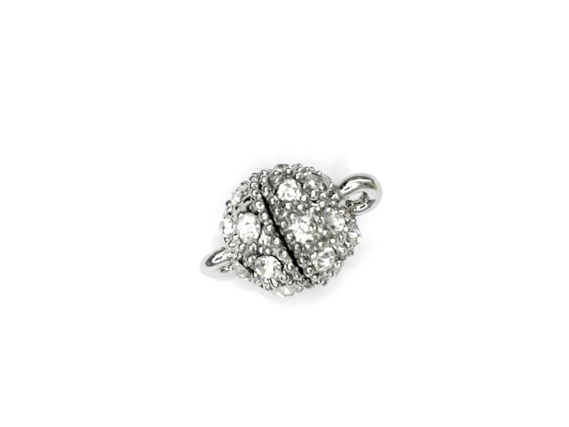 Rhinestone Magnetic Clasp, 12mm Ball, 2 Pieces Per Pack - amakeit bead 天富