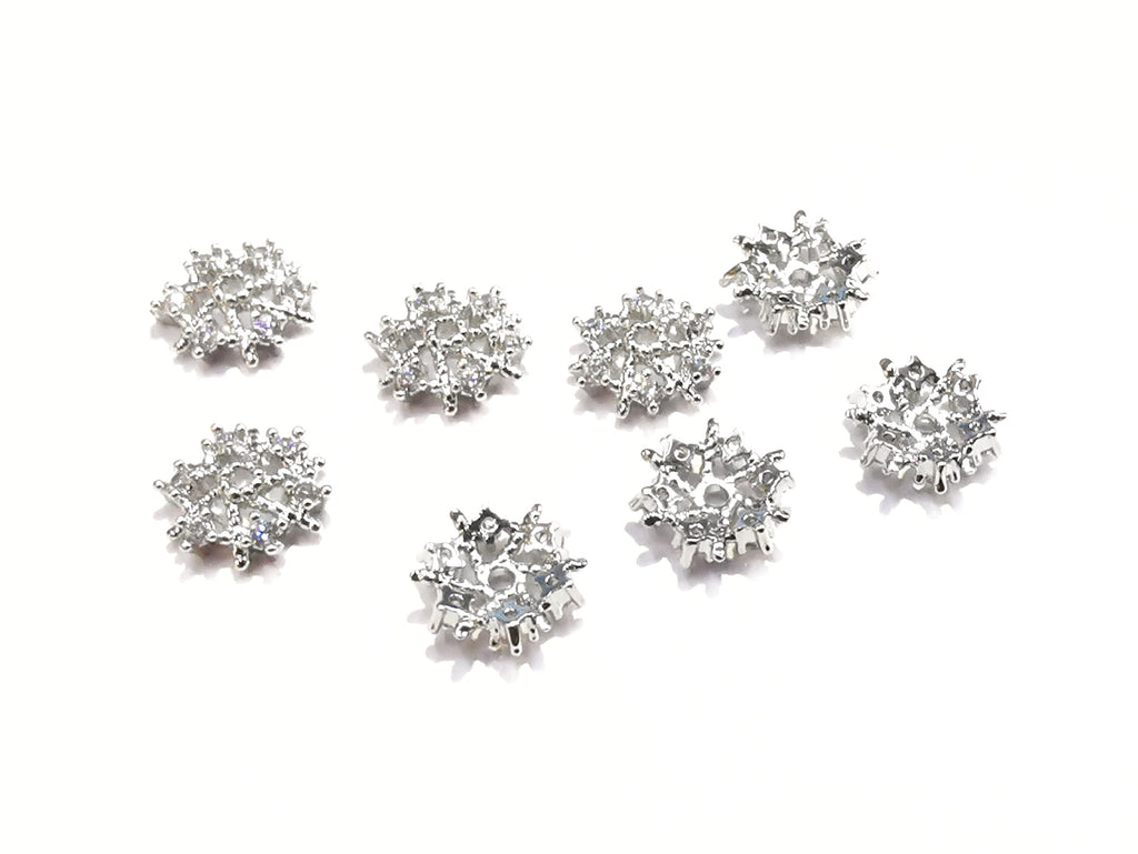 Brass Cap, Cubic Zirconia, 8mm, 2 pcs |  銅珠蓋, 鋯石, 8mm, 2個