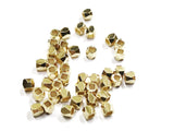 Brass beads, 3mm, faceted cut square, 30 pcs | 銅珠, 3mm實心切面銅珠, 30個