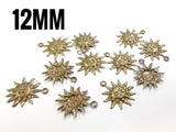 Brass Charm, Sun pattern, 12mm, 30 pcs | 圓銅片, 太陽, 12mm, 青古銅, 30個