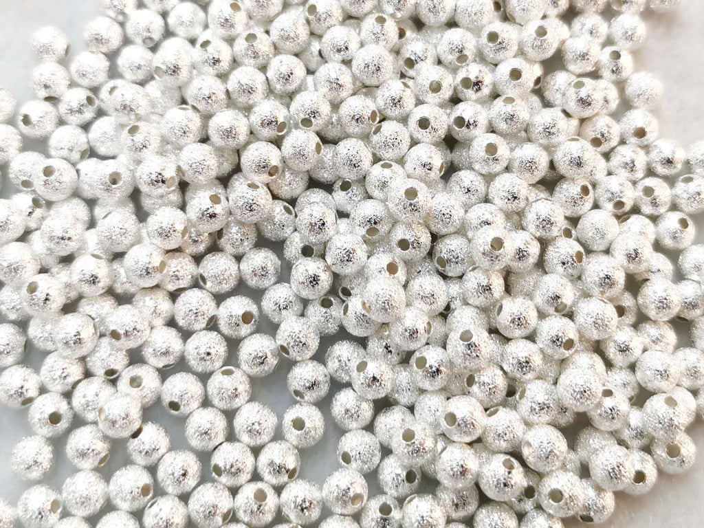 Stardust Bead, Sanded Bead, Round, 5mm, 48 Pieces | 噴沙銅珠, 5mm, 48個