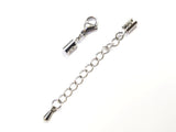 Clasp Set, Cord End, 2mm/3mm Cord, 2 Sets| 繩尾扣, 不鏽鋼, 2/3mm繩用, 2套