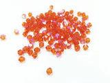 Bicone Glass Bead, 4mm, orange AB, 144 Pcs | 雙尖水晶玻璃, 4mm, 橙色/橘紅AB, 144粒
