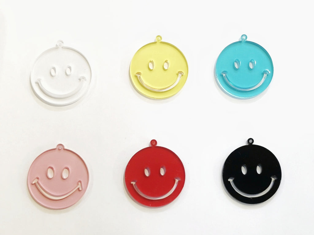 Acrylic charm, smile face charm, 2.9cm, 1 pc | 透明吊飾, 笑面, 2.9cm, 1個
