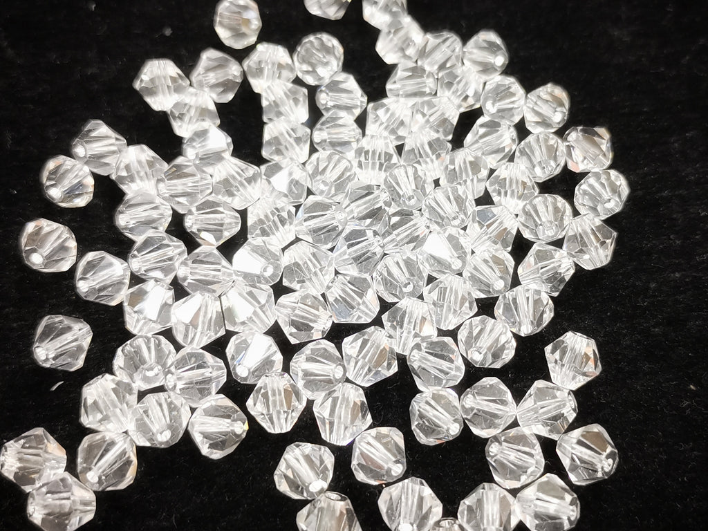 Bicone Glass Bead, 8mm, clear, 36pcs | 雙尖水晶玻璃, 8mm, 透明白, 36粒