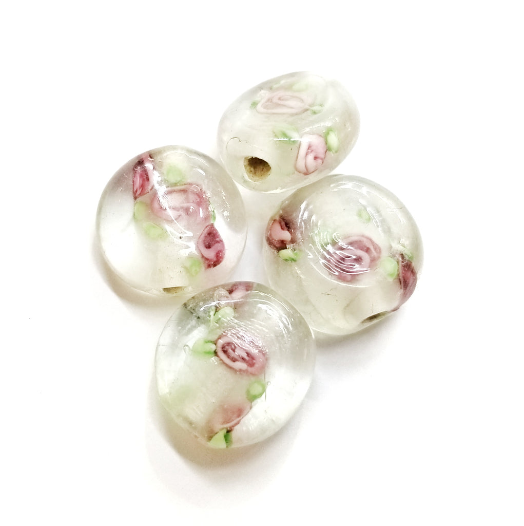 Bead, Lampwork, 7.5x14mm, Disc, Price Per 4 Pieces | 琉璃珠, 7.5x14mm, 4粒