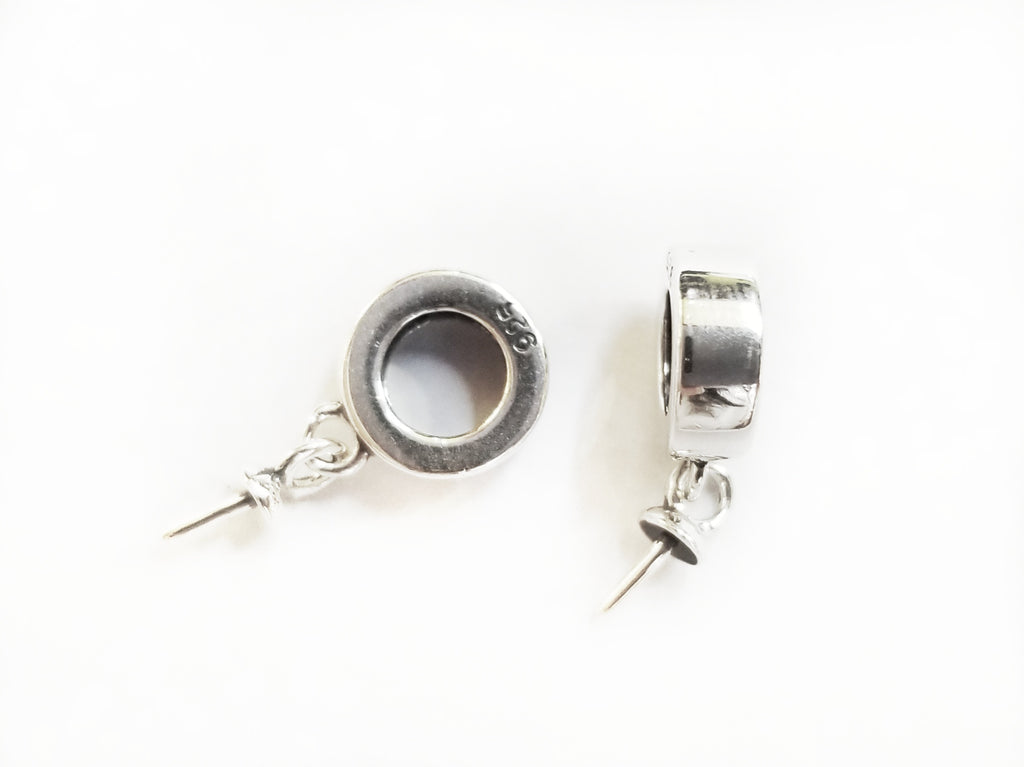 Bail, Sterling Silver, 8mm, 3mm Bead Cap, Price Per Piece | 925銀帶吊隔珠, 有吊針