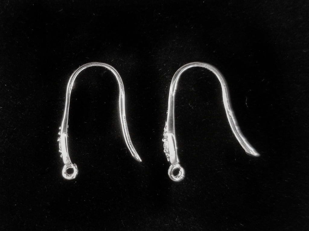 Earring Hook, Sterling Silver, Platinum color, clear CZ stones | 925銀閃石耳勾, 有圈