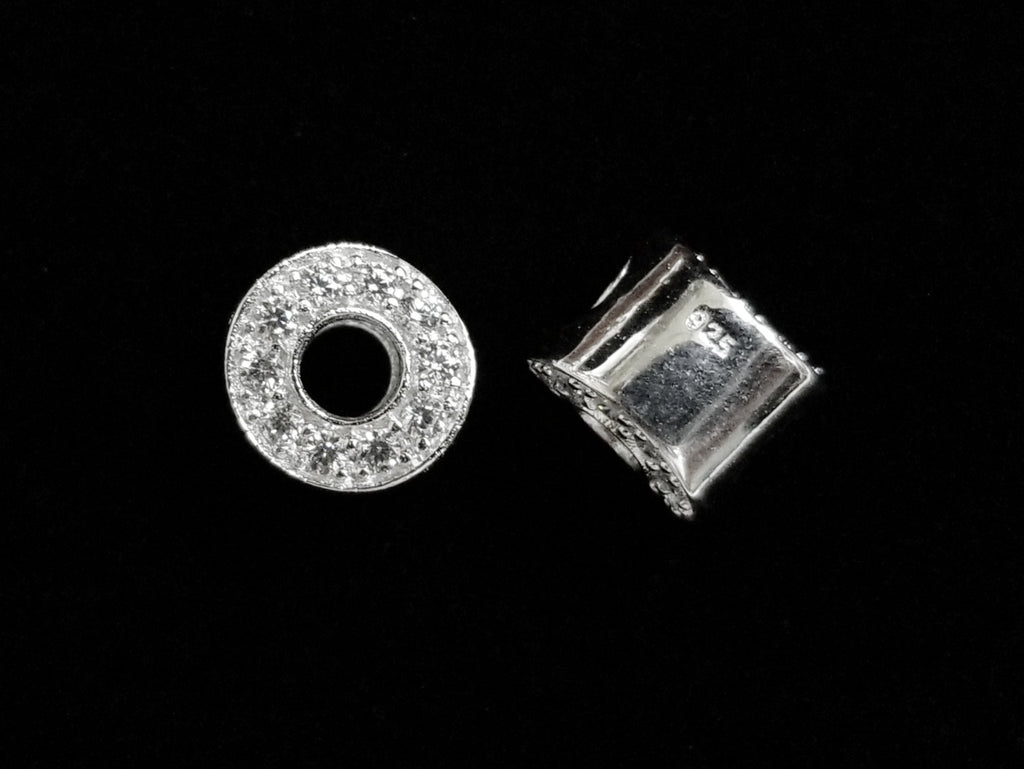 Bead, Sterling Silver, Cubic Zirconia, 9mm, Circle | 925銀閃石珠, 9mm圓圈