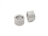Spacer, Sterling Silver, 5x8m, Cubic Zirconia | 925銀閃石隔珠, 5x8mm