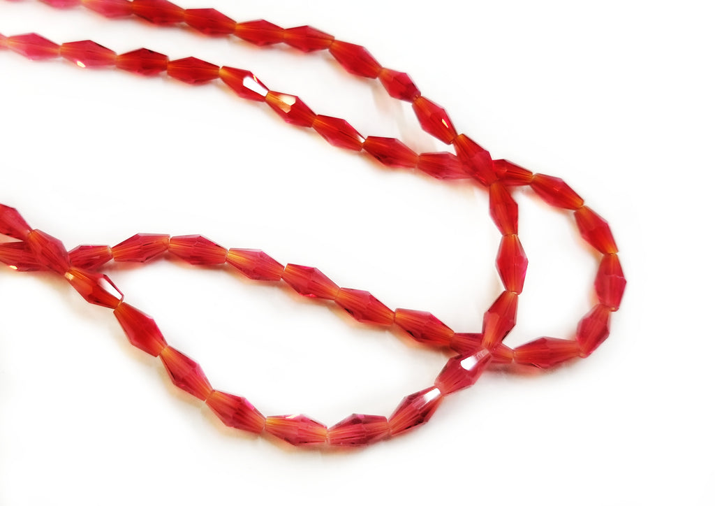 Bead, Glass, 4x8mm, Long Bicone | 玻璃珠 4x8mm 長角珠