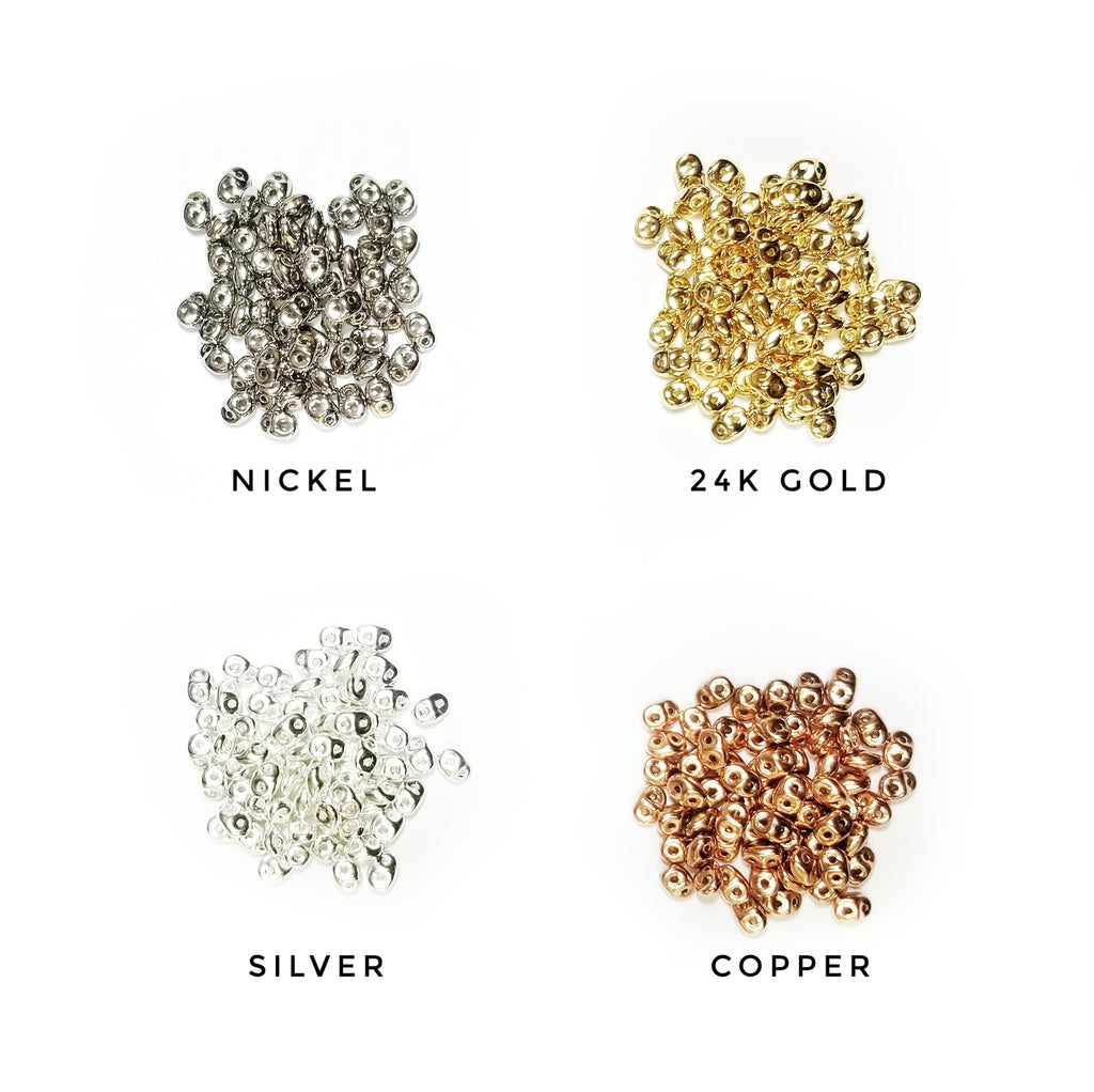 Czech beads, Glass Beads, Superduo, Metal Plated Colors | 捷克珠, 玻璃珠, 雙孔, 電鍍顏色