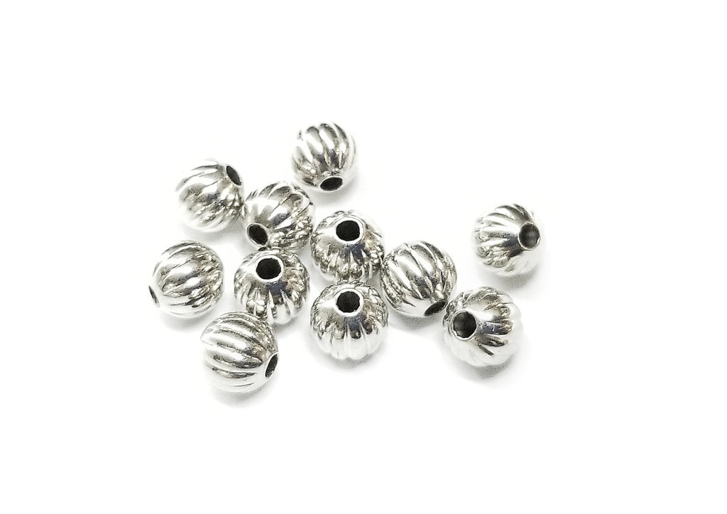 Brass Bead, 6mm, Fluted Ball, 24 Pieces | 銅珠, 6mm條紋圓珠, 24個