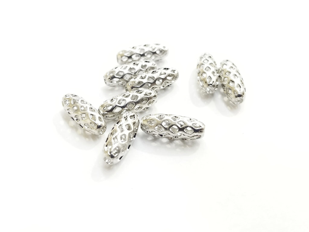 Bead, Brass, 3.8x10mm, Long Oval | 3.8x10mm通花銅珠