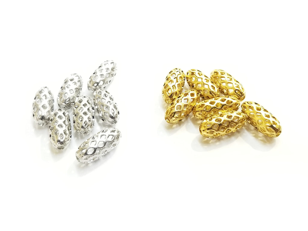 Bead, Brass, 4.8x11mm, Long Oval | 4.8x11mm通花銅珠