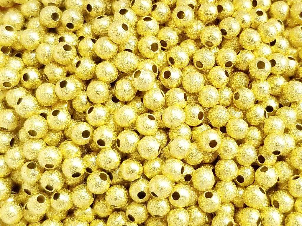Stardust Bead, Sanded Bead, Round, 4mm, 72 Pieces | 噴沙銅珠, 4mm, 72個
