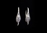 Earring Hook, Sterling Silver, Platinum color, clear CZ stones | 925銀閃石耳勾, 有圈
