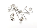 Earring Post, Stainless Steel, 3mm Flat Pad, 5 Pairs | 不鏽鋼耳托, 3mm, 5對