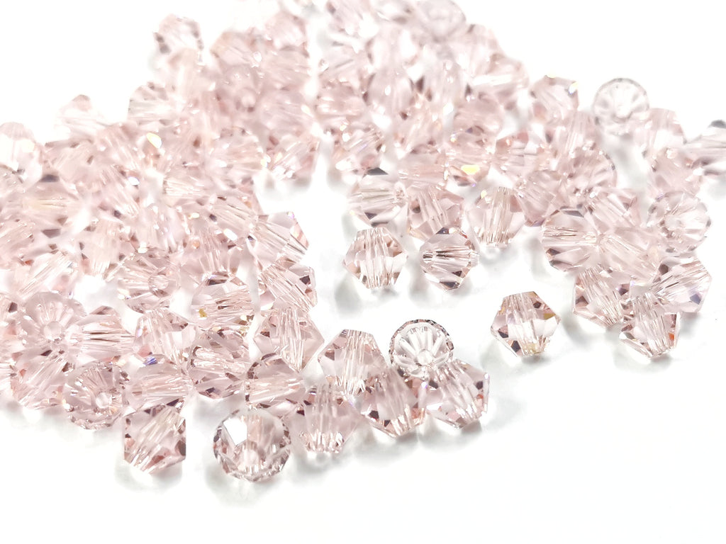 Bicone Glass Bead, 6mm, Light Pink, 72pcs | 雙尖水晶玻璃, 6mm, 水紅, 72粒