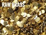 Brass Charm, 6mm brass sequin, stamping tag, 100 pcs | 圓銅片, 6mm, 邊孔, 100個
