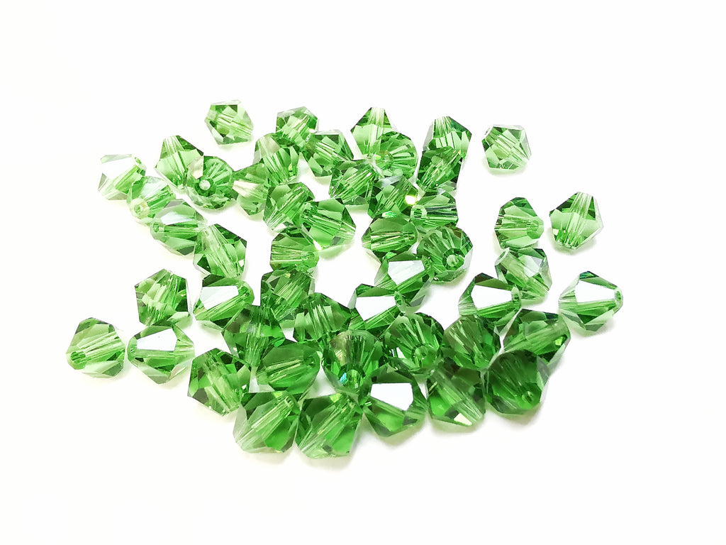 Bicone Glass Bead, 8mm, Medium Green, 36pcs | 雙尖水晶玻璃, 8mm, 果綠, 36粒