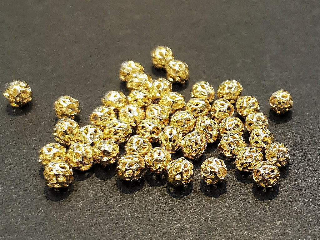 Bead, Brass, 6mm round, 20 pcs | 銅珠, 6mm通花銅珠, 20個