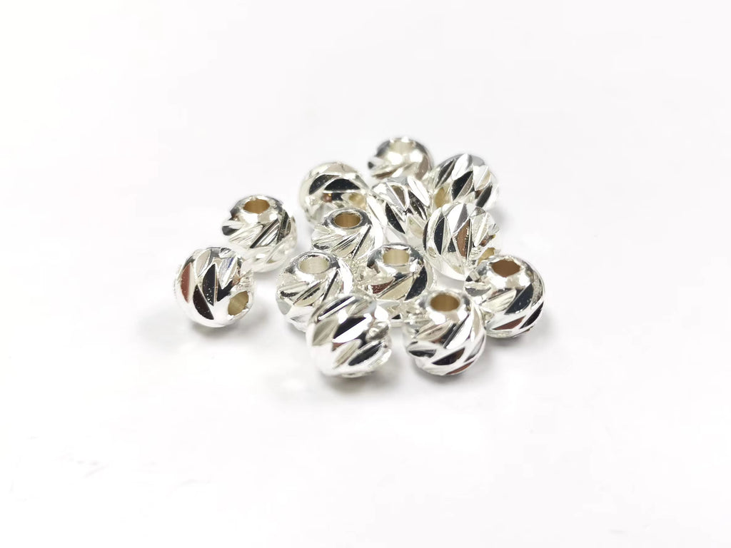 Brass beads, 8mm, faceted cut round, 12pcs | 銅珠, 8mm實心切面銅珠, 12個