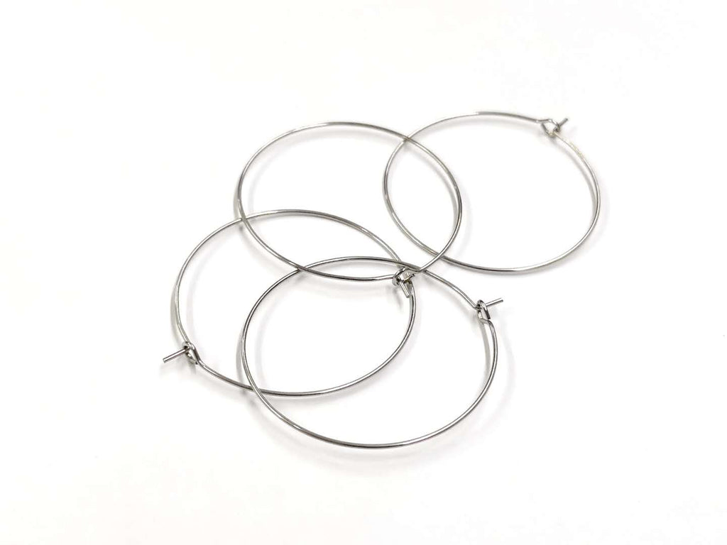 Stainless steel, round circle loop hoop earrings, 4 pairs | 不鏽鋼耳圈, 4對