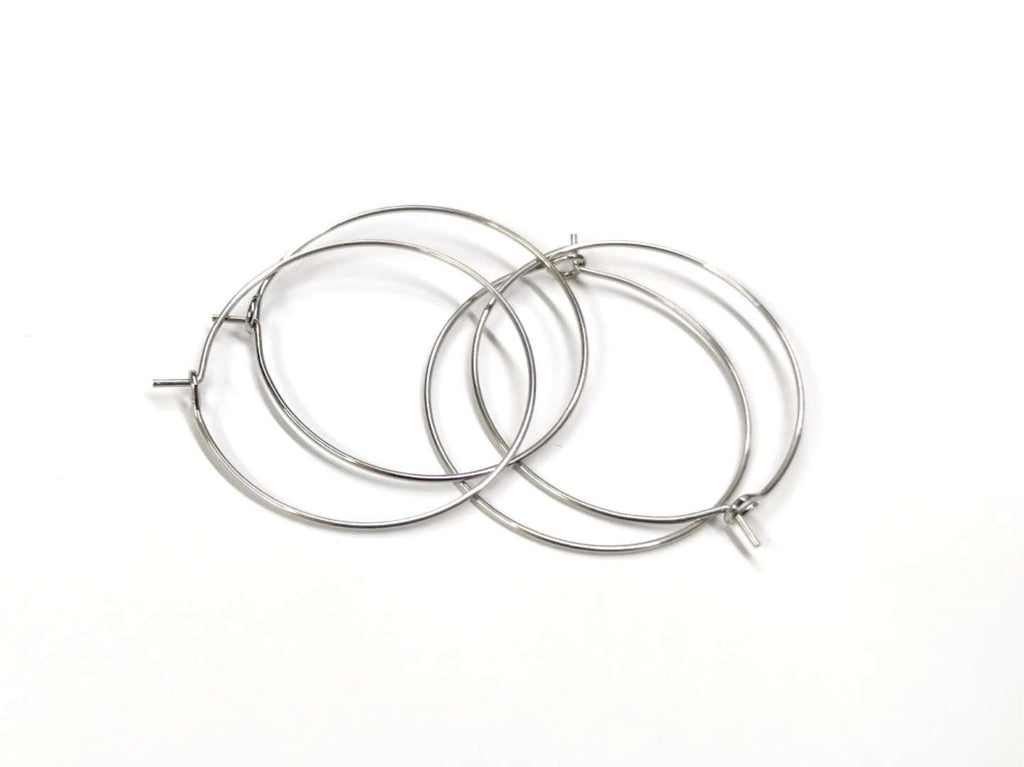 Stainless steel, round circle loop hoop earrings, 4 pairs | 不鏽鋼耳圈, 4對