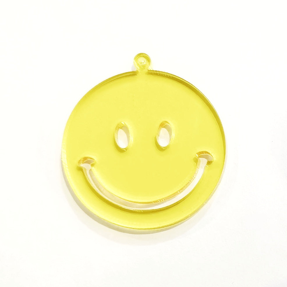 Acrylic charm, smile face charm, 2.9cm, 1 pc | 透明吊飾, 笑面, 2.9cm, 1個